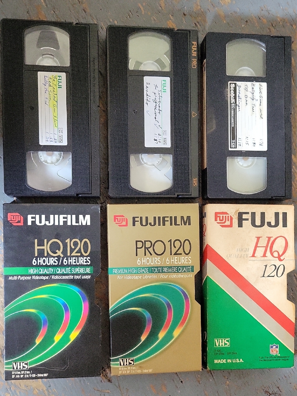 Fujifilm VHS Tapes with Black Shells and Green/Gold Packaging